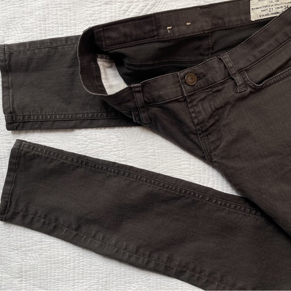 All Saints Women's Jean Pocket Stitching Skinny Washed Black/Brown Sz 27/34 - Picture 10 of 14